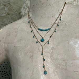 Turquoise and Gold layered necklace